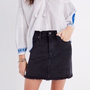 MADEWELL Black Raw Edge Mini Denim Skirt